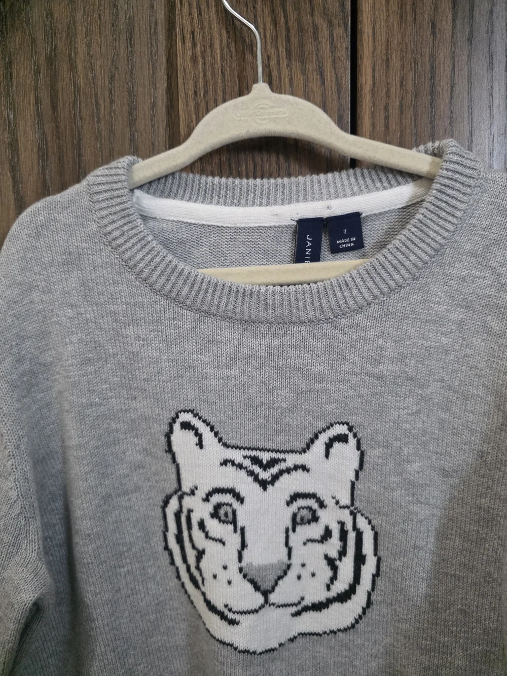 Janie and Jack Gray Sweater with Tiger Face